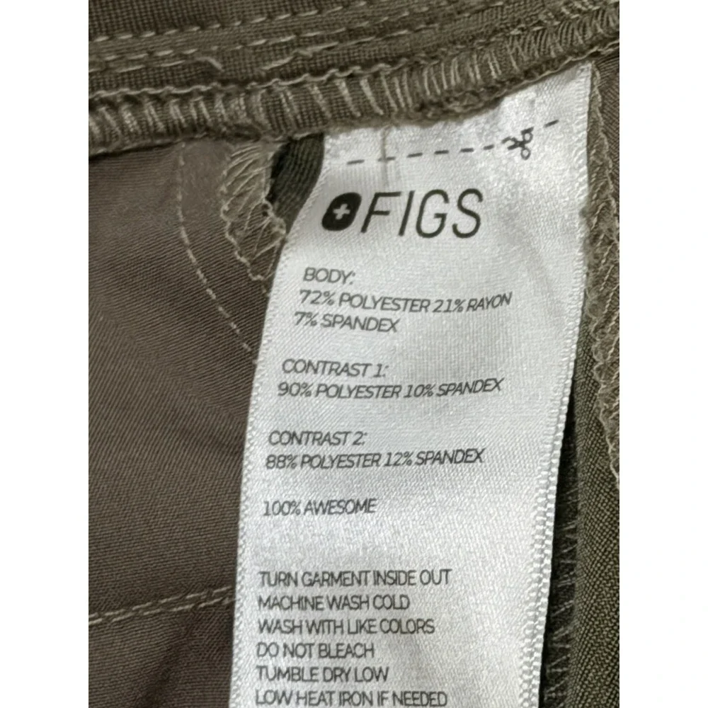 FIGS Womens Olive Green Scrub Pants Cargo Pockets Technical Collection XS/petite